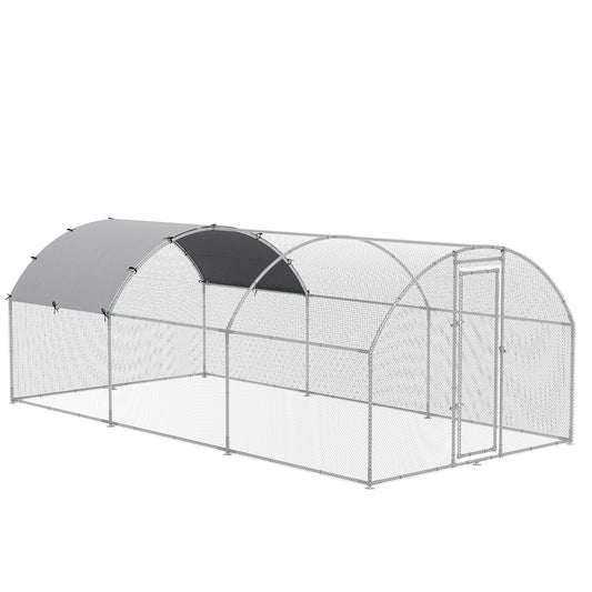 PAWHUT Fence for steel chickens with anti -UV coverage, 2.8x5.7x2m, silver - Borgè