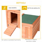 Outdoor Wooden Rabbit Cage with Asphalt Roof and Non-Slip Ramp, 42x51x43cm, Red Orange - Borge' Group Limited
