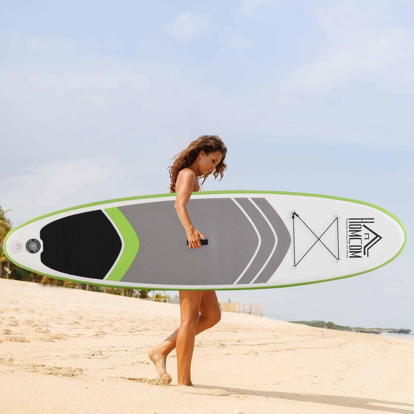 Green-White Inflatable Surfing Board - Borgè