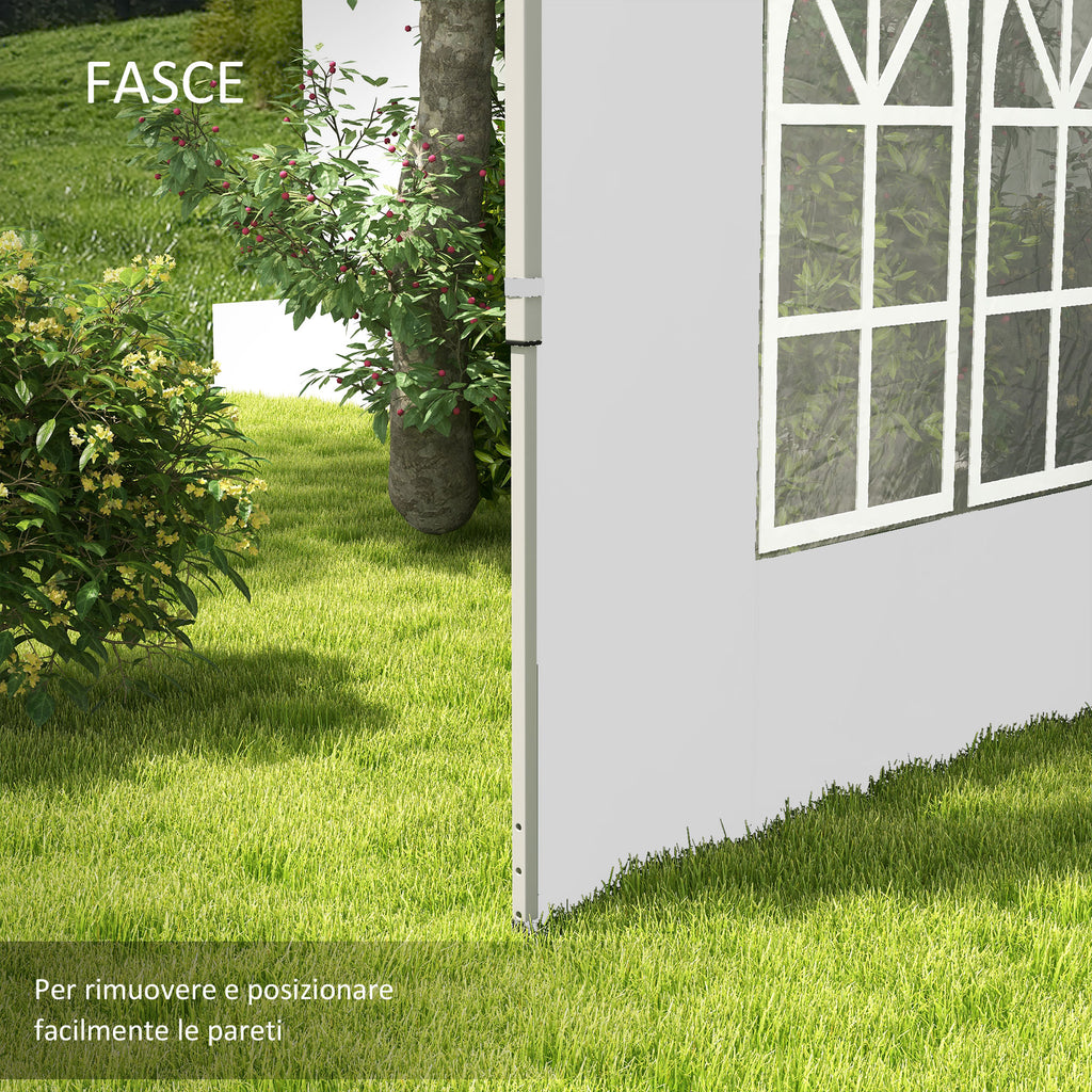 Outsunny walls for gazebo 3x3 or 3x4 with windows included, in plastic and Oxford fabric, 295x195 cm, white - Borgè