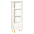 shelf bookcase with 3 shelves and 1 wooden locker, 40x30x129.5cm - white - Borgè
