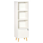 shelf bookcase with 3 shelves and 1 wooden locker, 40x30x129.5cm - white - Borgè