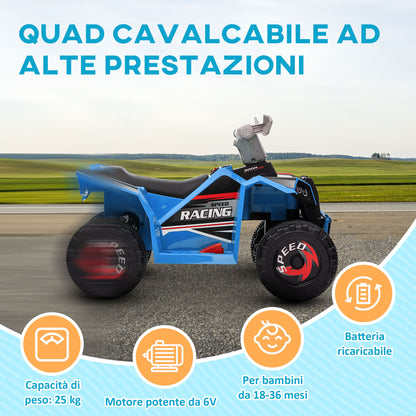 Homcom quad for children 18-36 months in pp and metal, max speed 2.5 km/h, 70x41.5x48.5 cm, gray and black blue - Borgè