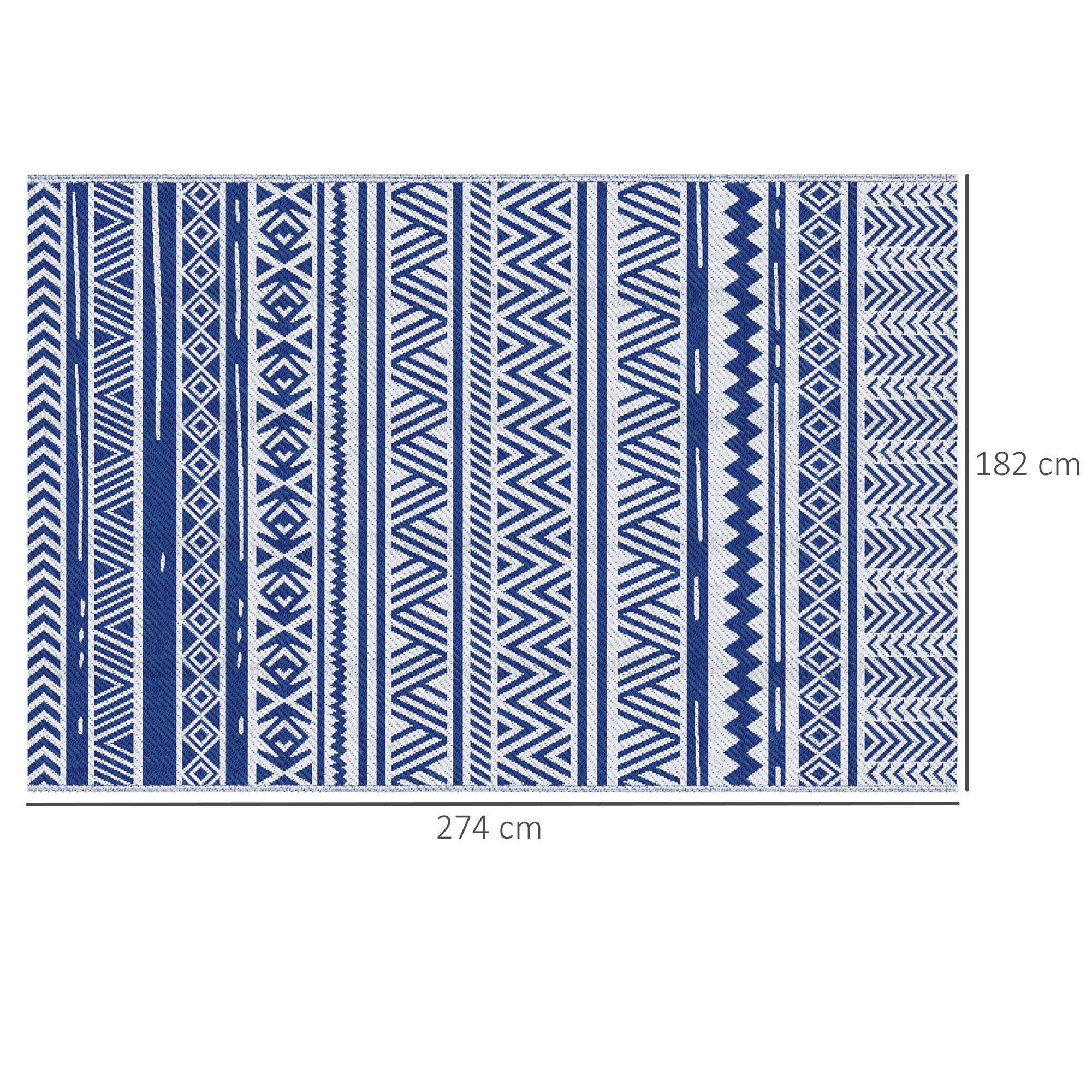 Outsunny outdoor carpet 182x274 cm folding and reversible, in blue and white polypropylene - Borgè