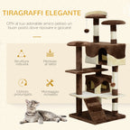 Cat Tree for cats with Scratch Pole and playing ball in Coffee and cream colour, 50x50x132cm - Borge' Group Limited