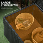 Rattan and Steel Garden Storage Chest with Lid, 95x60x53cm, Black - Borge' Group Limited