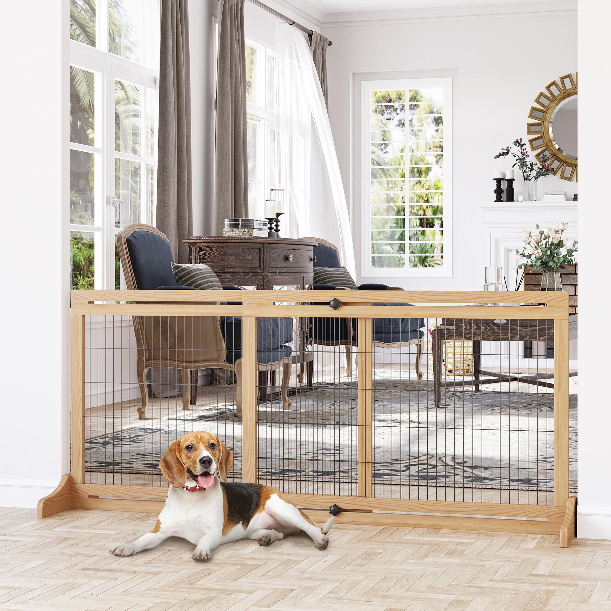 PAWHUT DOGLE FOR DOG ERBAND IN INTERNAL WOOD, 104-183x36x69cm, Wooden color - Borgè