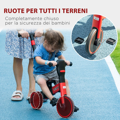 Tricycle for children 18-60 months with adjustable handlebar and closed wheels, 101x45x86.5 cm, red - Borgè