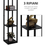 Modern Land Lamp with 3 Levels Black Library 26 x 26 x 160 cm - Borgè