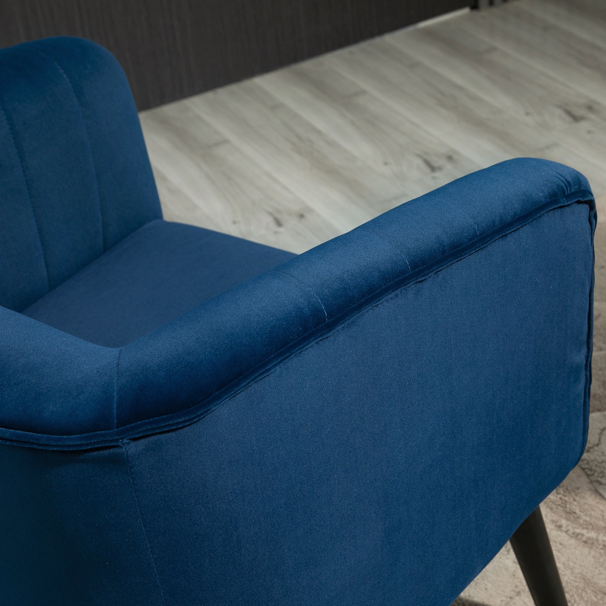 Homcom Modern Armchair Nordic style Cover Velvet and Legs in Wooden, Blue - Borgè