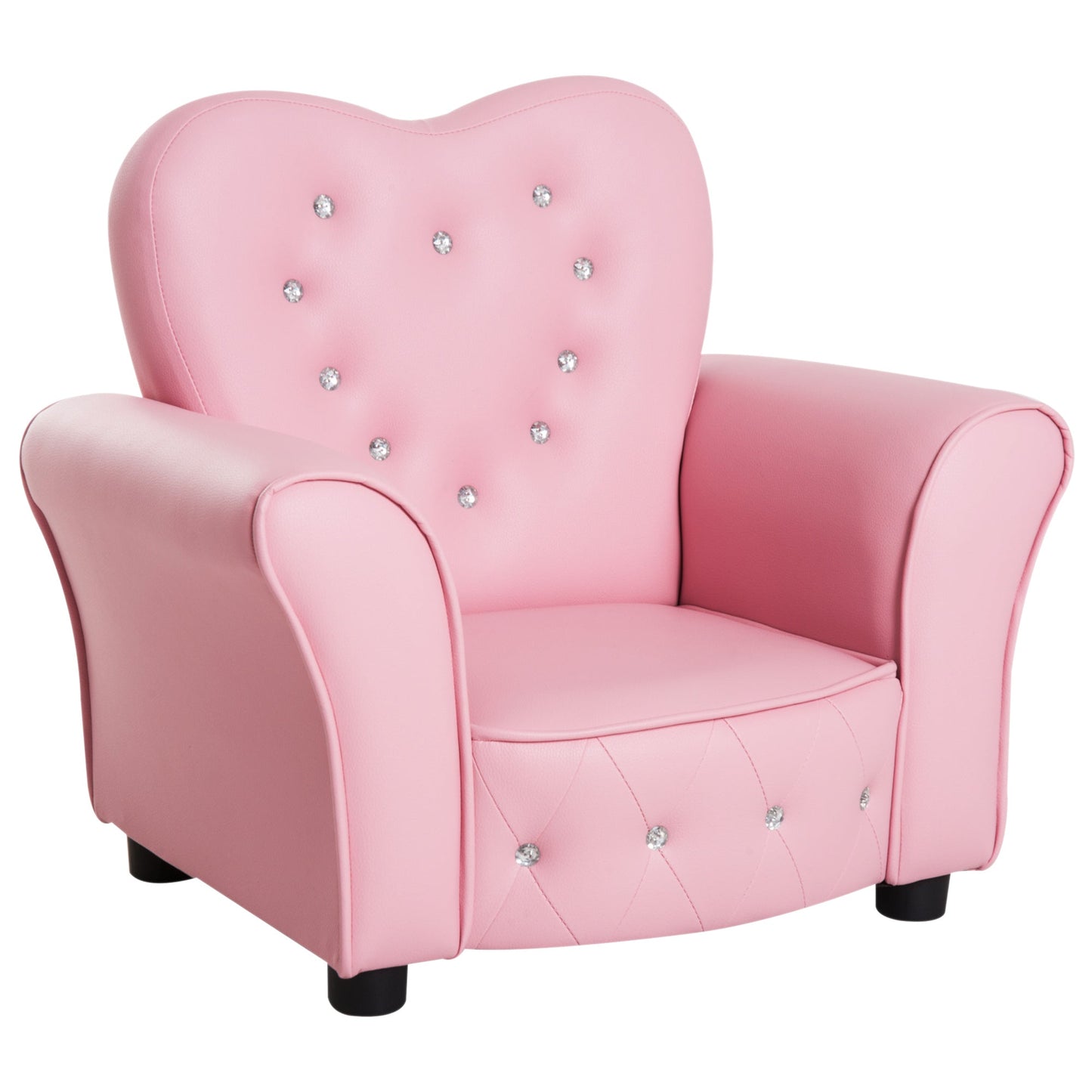 armroncin for padded children, bedroom armchair with pvc coating and wooden structure, 59x41.5x49cm, pink - Borgè