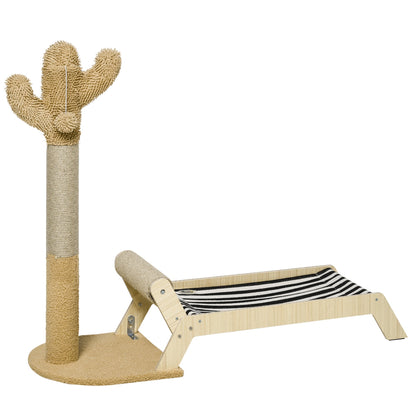 Cat Tree with Scratch Pole for cats in the shape of cactus design 2 in 1 for interiors, 88.5x31.5x76.5 cm - Borgè