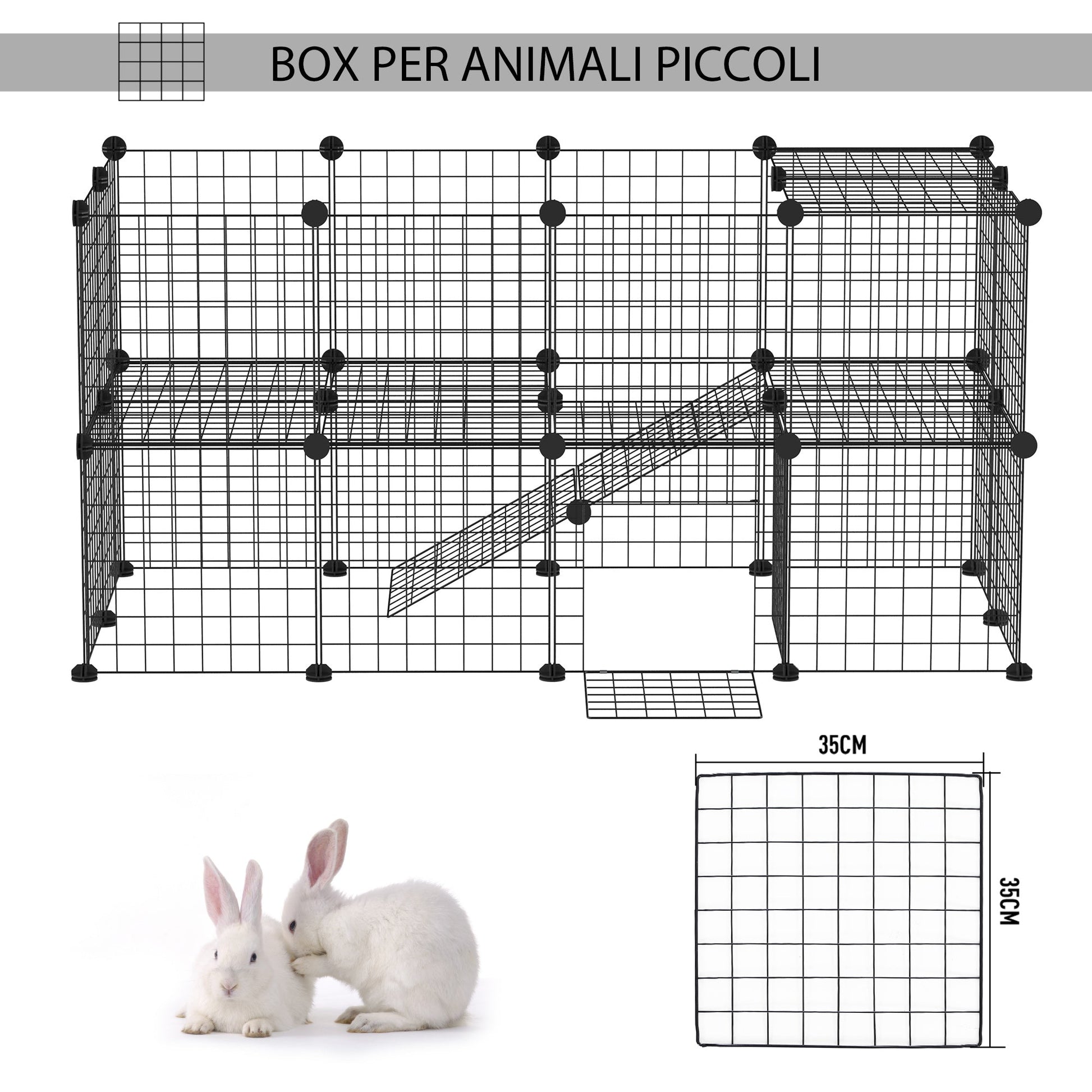 Pawhut metal fence for small pets with 36 metal panels to be mounted according to shape and configuration you prefer and with door - Borgè