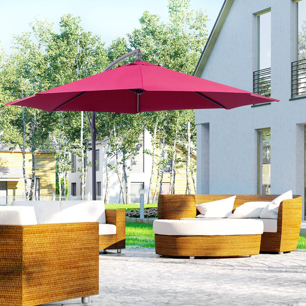Garden Umbrella 3x2.5 m Tilting Arm with Crank, Dark Red - Borge' Group Limited