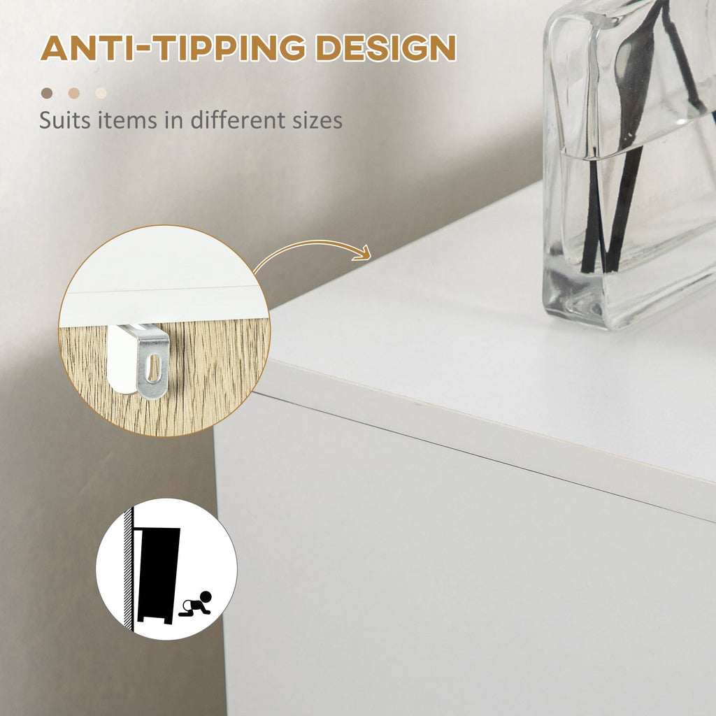 Kleankin Bathroom cabinet with open shelf and cabinet with wooden door, 31.5x30x91cm, oak and white - Borgè