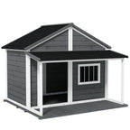 PAWHUT KNEW FOR OUROD DOGS WITH CARE, WINDOW AND Waterproof roof, 124x112x105cm, Grey - Borgè