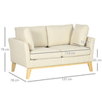 OASI | Beige Fabric 2 Seater Sofa with 2 cushions | 137x78x78 cm - Borgè