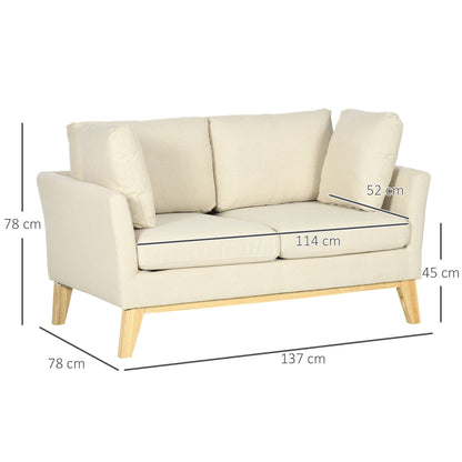 OASI | Beige Fabric 2 Seater Sofa with 2 cushions | 137x78x78 cm - Borgè