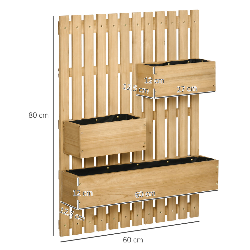Outsunny vertical wooden flower florker with 3 removable vessels, 60x16x80cm - Borgè