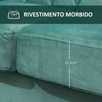 sofa 2 seats in wood rubber and green velvet Vintage design 148 x 72 x 76cm - Borgè