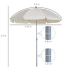 2x2.3m Portable Outdoor Umbrella with Tilting Canopy, Metal and Polyester, Cream - Borge' Group Limited