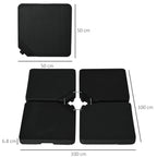 4 -piece umbrella base for umbrella filled with water or sand and connection hooks, black - Borgè
