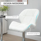 Set 2 swivel bar stools with adjustable height, similar coating and round base - white - Borgè