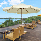 Outsunny garden umbrella with double roof, in bamboo wood and polyester, Ã˜325x250 cm, beige - Borgè