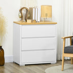 Homcom 3 -drawer chest of drawers in white chipboard for bedroom, study and living room, 70x37x75cm - Borgè