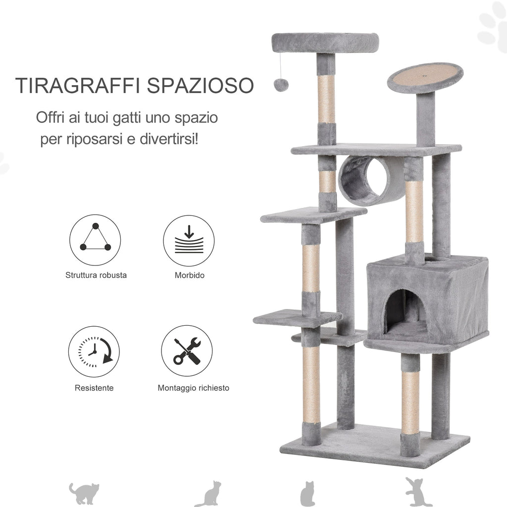 Cat Tree for cats with Scratch Pole 4.5kg Grey - Borge' Group Limited