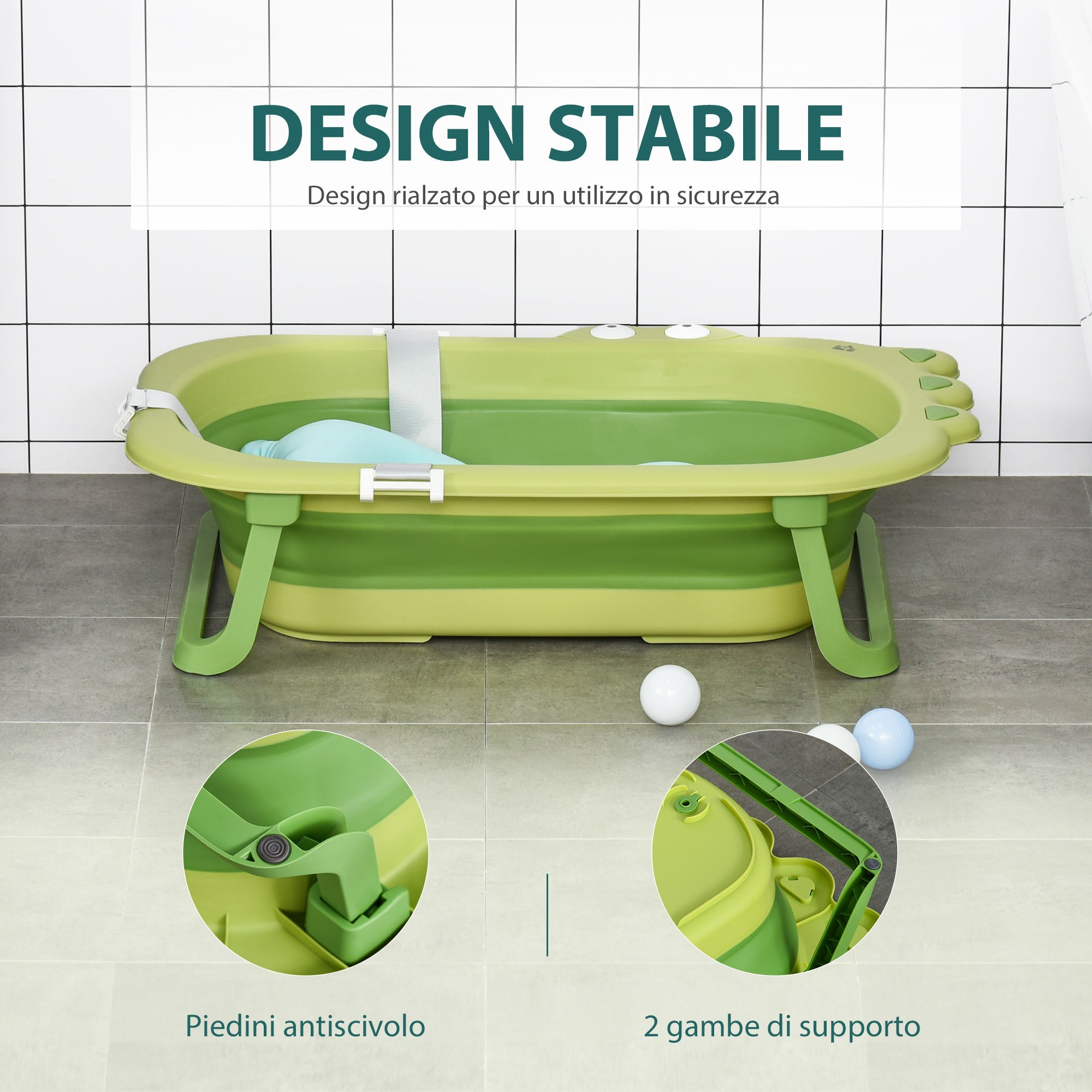 Folding bath tray for children 0-3 years - Green - Borgè