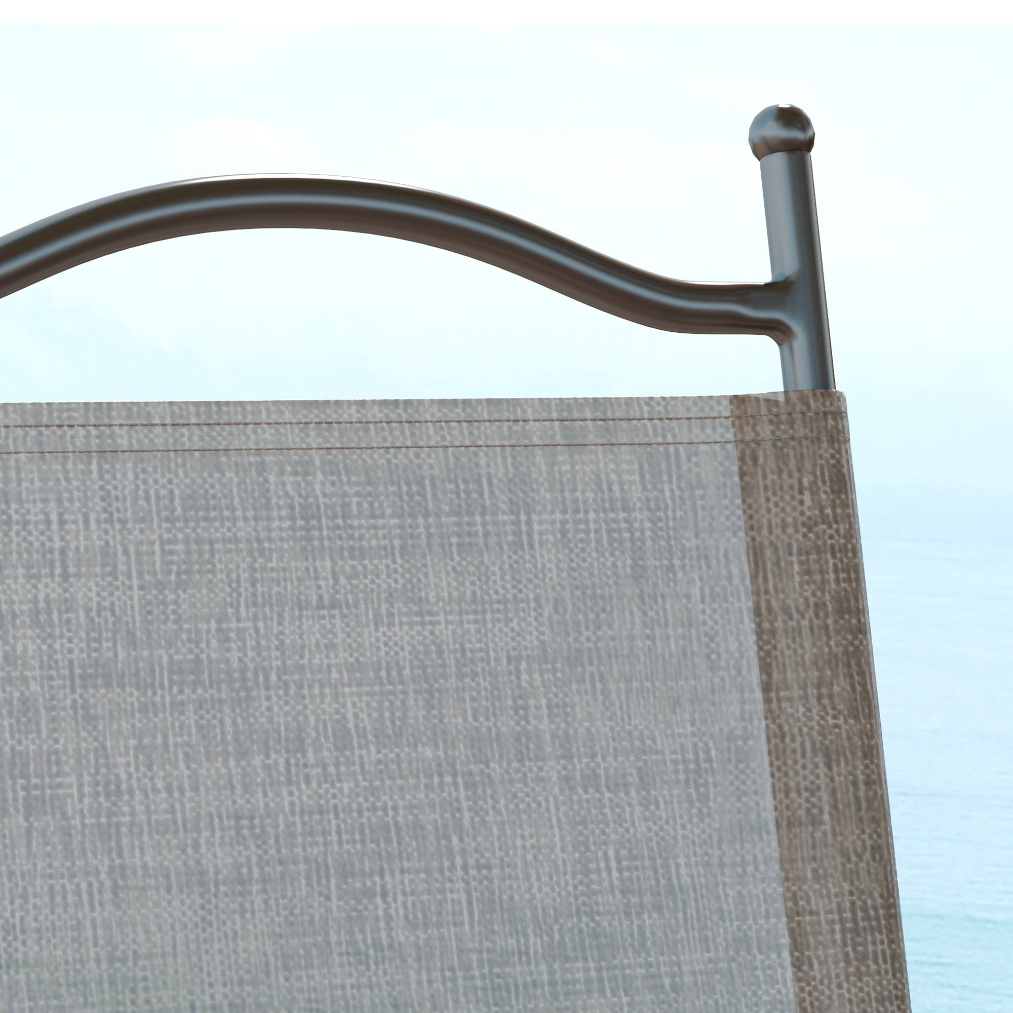 Outsunny set 2 Garden folding chairs with armrests and session in breathable fabric, brown - Borgè