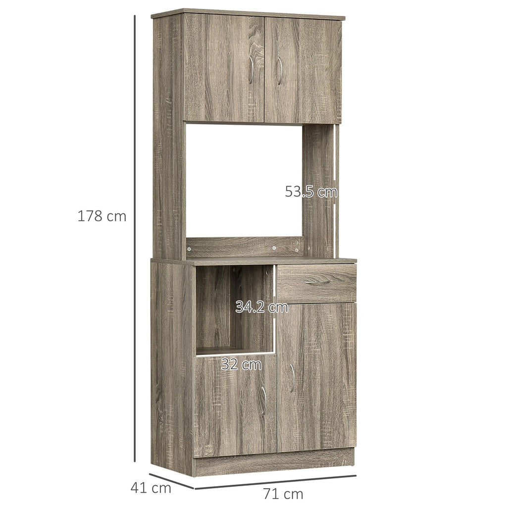 Modern Belief For Kitchen or Dining Room, Buffet Mobile With Wooden Cabinets And Drawers, Grey, 71x41x178cm - Borgè