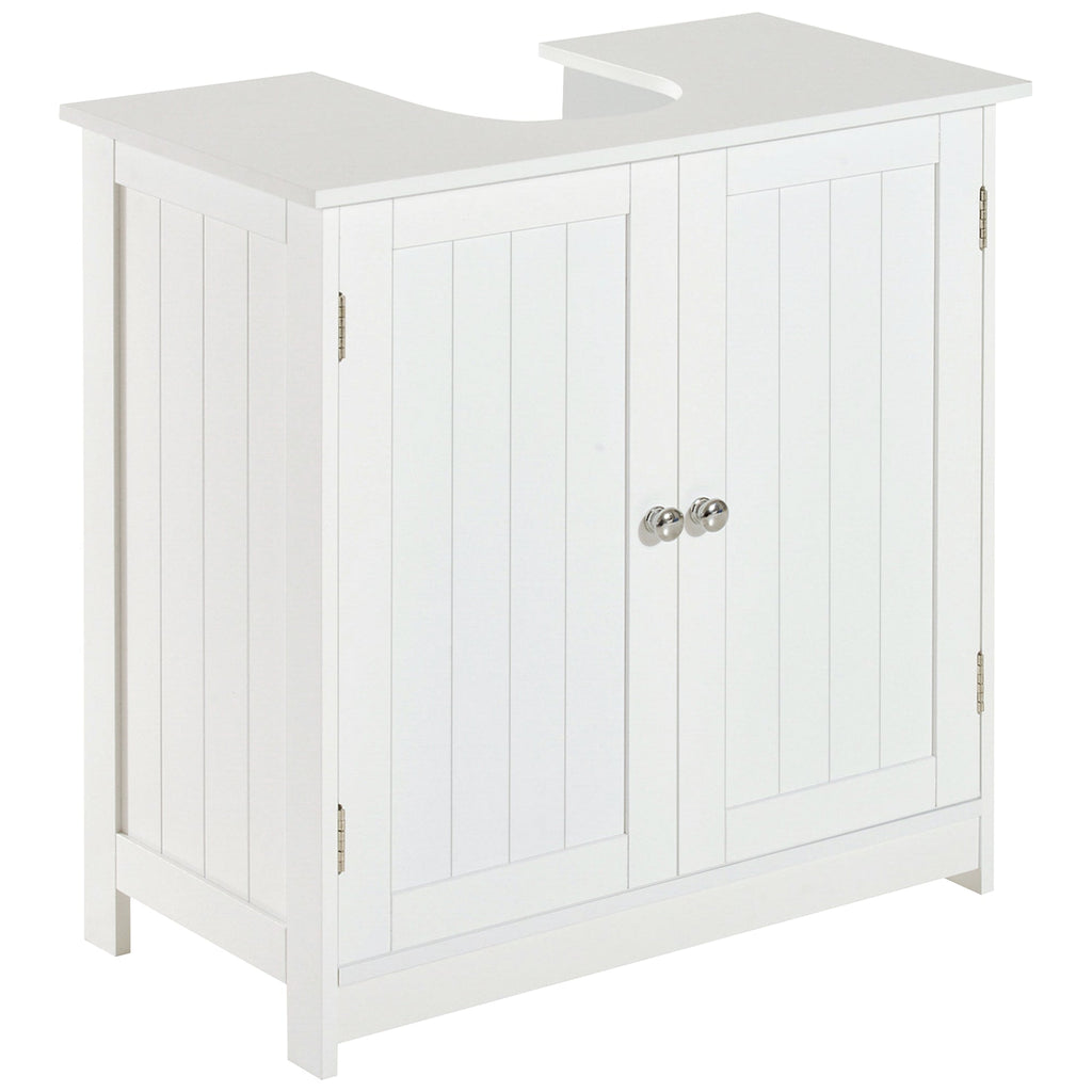HOMCOM Under Sink Cabinet in MDF, White Bathroom Cabinet with 2 Doors (60x30x60cm) - Borgè