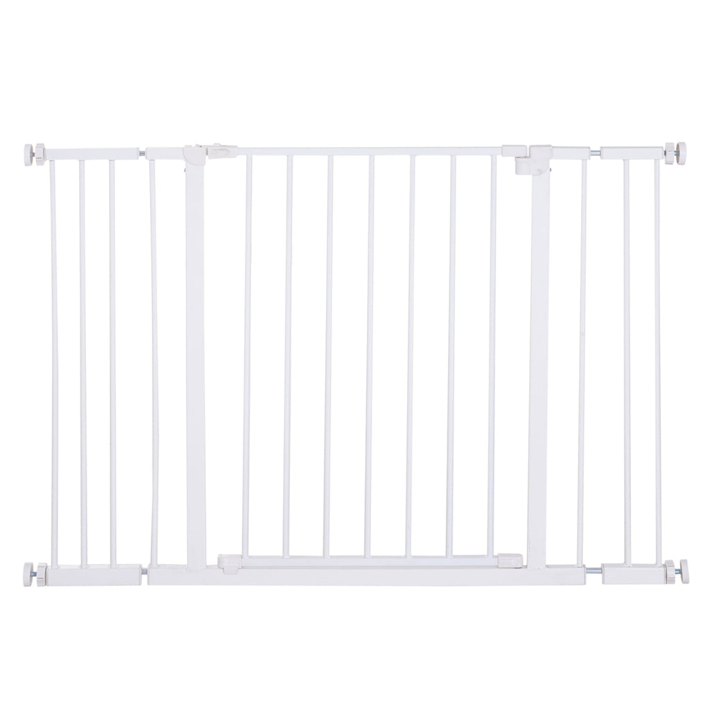Extendable Safety Dog Gate 76-107cm Pressure Fit, Metal & Plastic, White - Borge' Group Limited