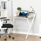 Folding Desk Space with Superior Shelf for Room and Office, 81.5x70x84cm, Wood and White Color - Borgè