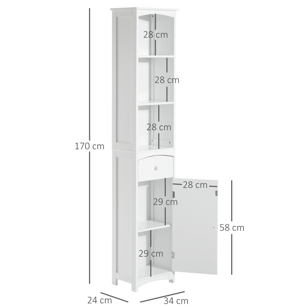 Column Cabinet MDF white saving for bathroom 35x24x170cm - Borgè
