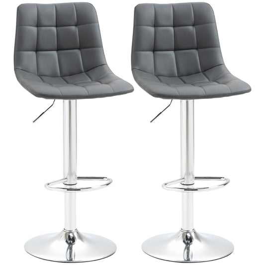 Set 2 swivel bar stools in like backs and backs, 42x45x89-110cm, Grey - Borgè