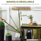125L Folding Garden Cart with Handle and 5 Bags, 108x55x93 cm, Green - Borge' Group Limited