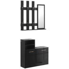 Set Appendi Entrance Dresses With Mirror And Bench Shoes For 8 Paia of Shoes, Shoned Black - Borgè