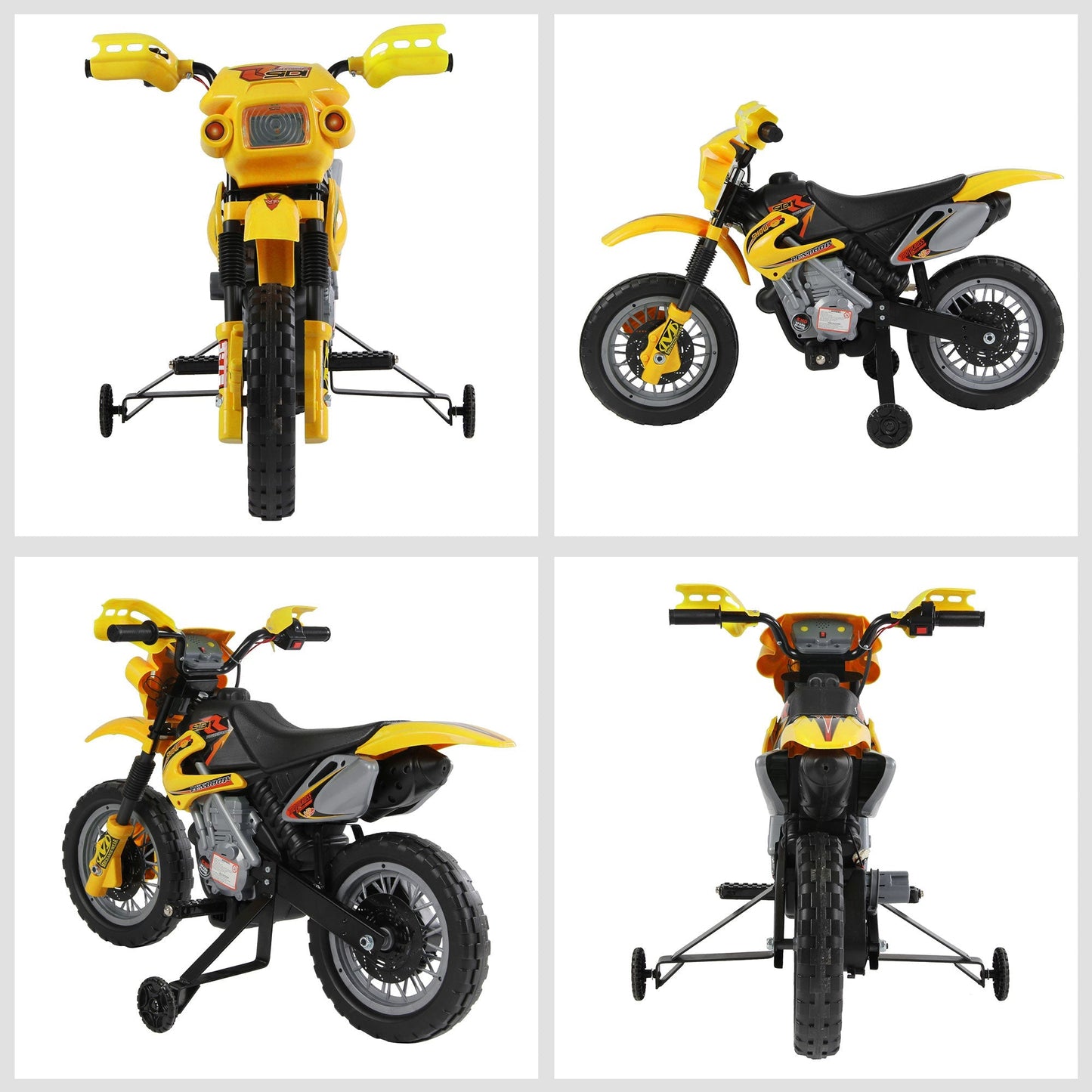 Moto Electric Cross with yellow wheel for children 3 years and more, 6v speed 6v 2.5km/h battery, 102 x 53 x 66cm - Borgè