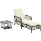 Stylish Rattan Garden Furniture Set with Adjustable Deckchair and 2-Level Table - Borge' Group Limited