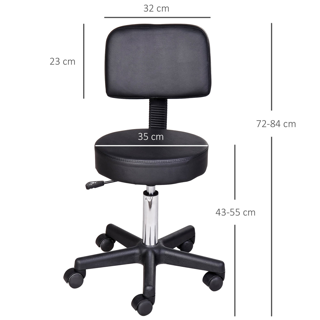 Stools with back of the swivel chair lounge in eco -leather adjustable height black height - Borgè