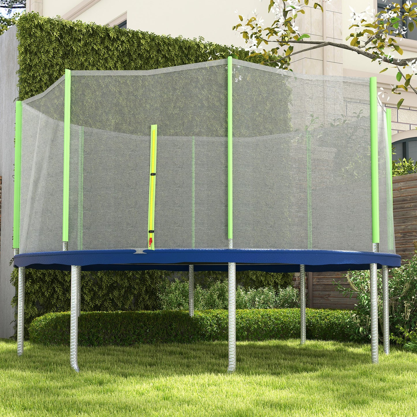 SportNow protection network for 6 -pole trampolines with hinged entrance, in PE, Ã˜366x180 cm, black and green - Borgè