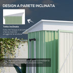 Steel Garden Shed with Lockable Door, 161x95x163/181cm, Green - Borge' Group Limited
