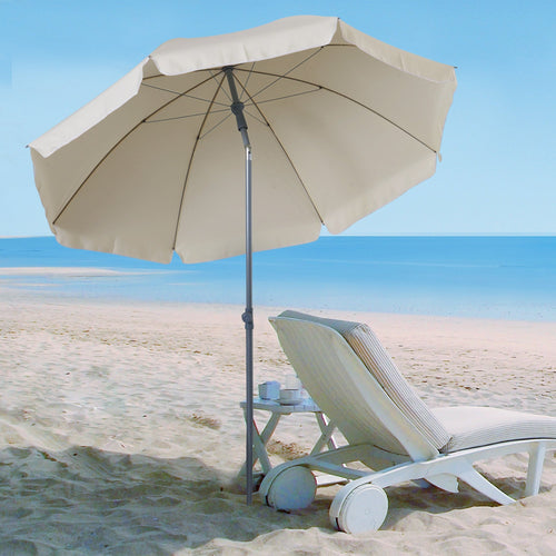 2x2.3m Portable Outdoor Umbrella with Tilting Canopy, Metal and Polyester, Cream - Borge' Group Limited