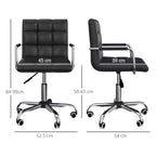 Office chair in black-like with 5 swivel wheels, padding and adjustable height, 52.5x54x84-99cm - Borgè