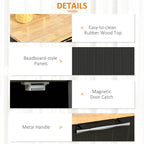 Multiuse wooden kitchen trolley with 2 drawers, locker and 4 wheels, 104x46x91cm, black - Borgè