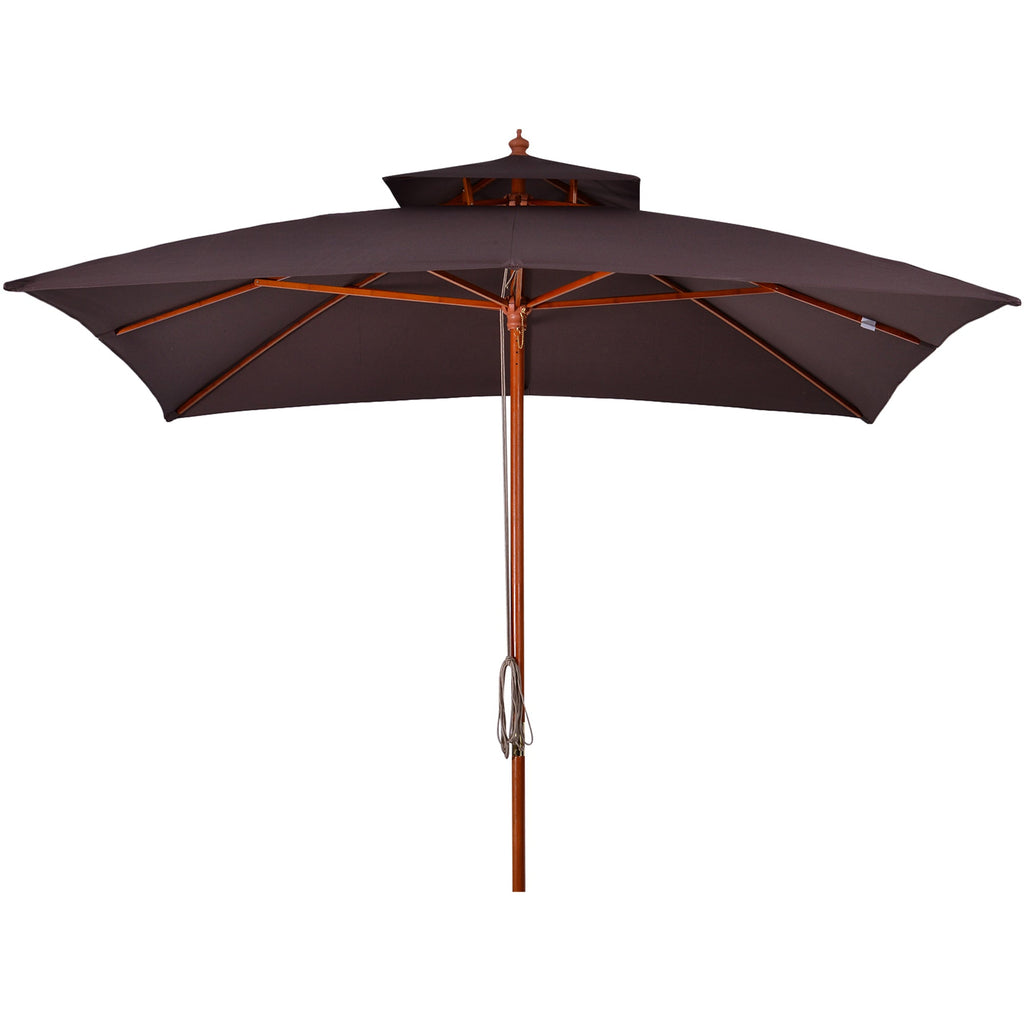 3x3 m Garden and Terrace Umbrella with 8 Ribs and 2-Tier Parasol Cover, Brown - Borge' Group Limited