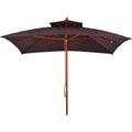 3x3 m Garden and Terrace Umbrella with 8 Ribs and 2-Tier Parasol Cover, Brown - Borge' Group Limited